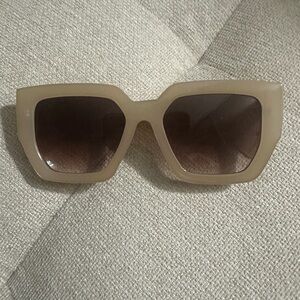 Stylish Pink Beige Oversized Butterfly Square Sunglasses/Shades